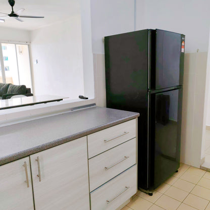 Kitchen area of a furnished 3 rooms house for rent at Aman Heights, Seri Kembangan